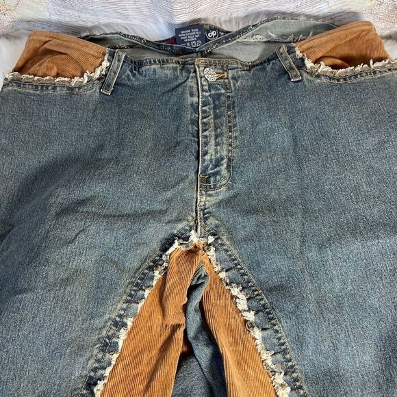 Lace Wing 60's Era VTG Upcycled Festival Jeans Sz 15/16 - Picture 2 of 12